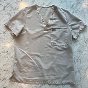 Figs Catarina One-Pocket Scrub Top M Bone/Silver